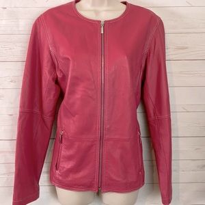 Pink Leather Zip Front Jacket | Poshmark